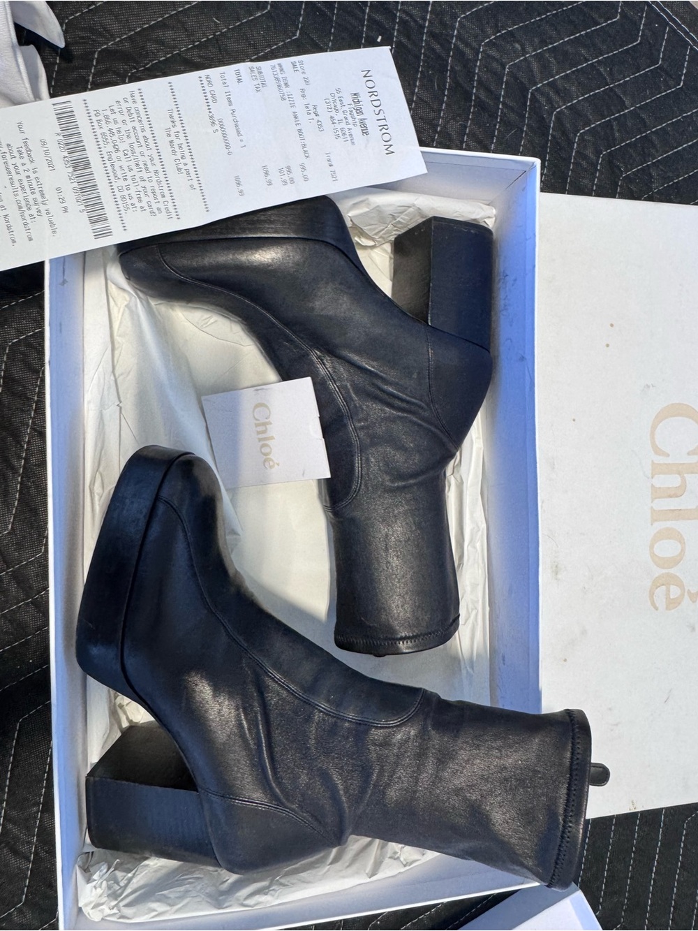 Chloé Black Leather Platform Block Heel Ankle Boots 38.5 $995